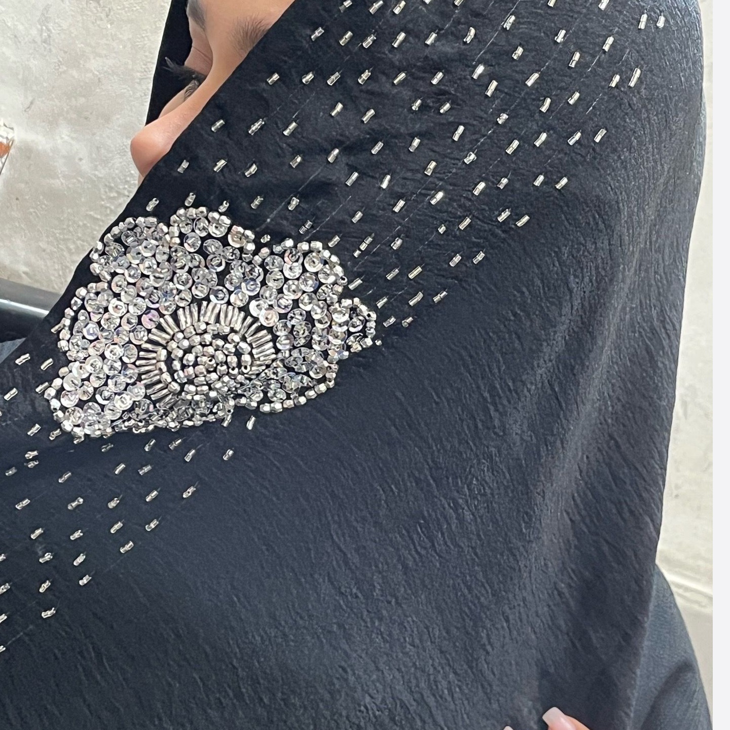 شال مشکی جواهر دوزی خاص
