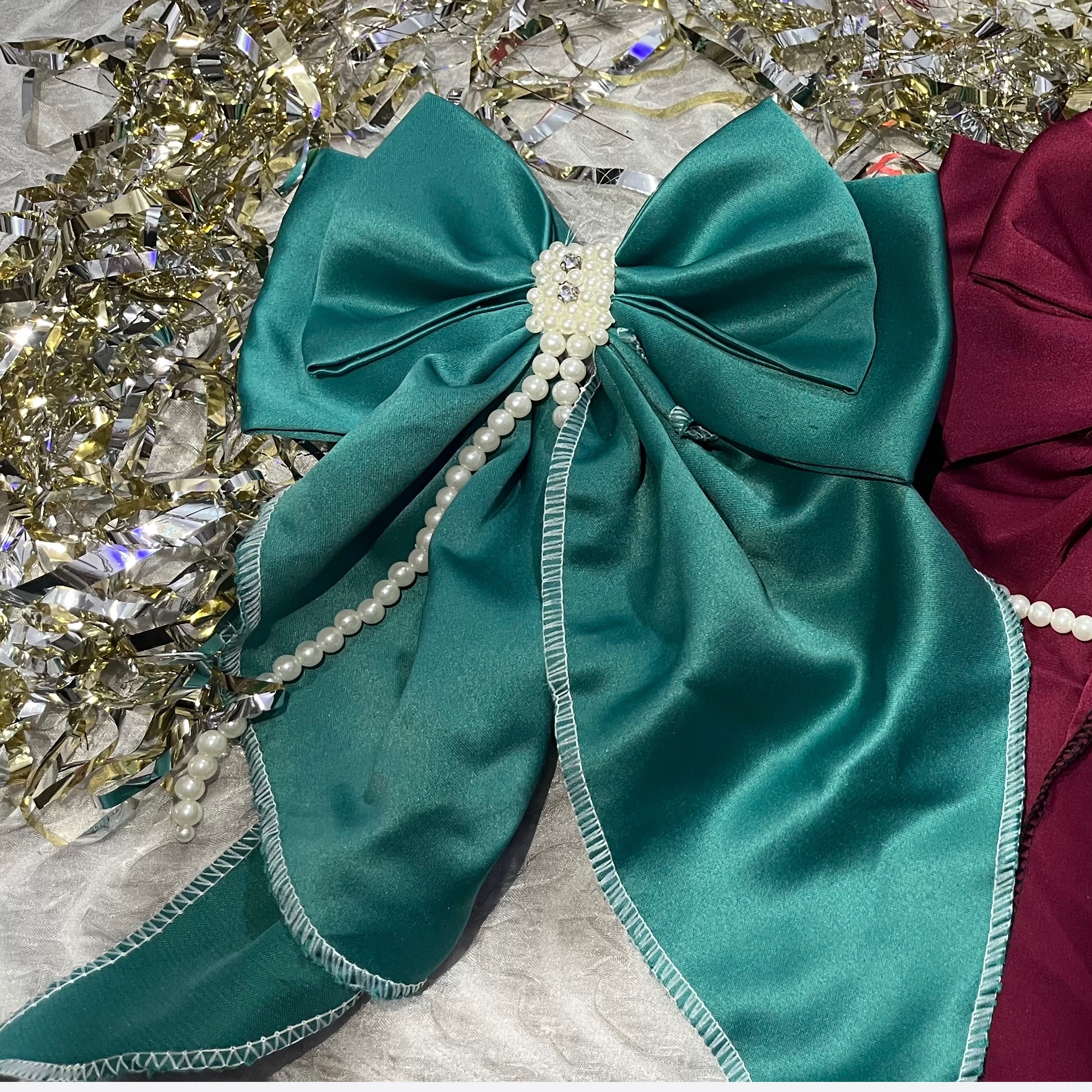 گیر سر پاپیونی ساتن دنباله دار مجلسی دخترانه
