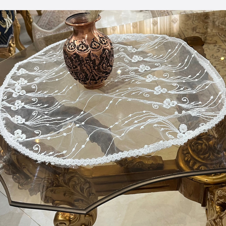 رومیزی سفید توری شیک سفید